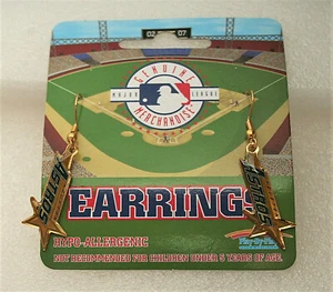 Orecchini pendenti vintage Houston Astros squadra di baseball vecchio logo filo nuovi NOS 1998 MOC - Foto 1 di 3