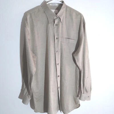 Camisa de vestir John W Nordstrom para hombre talla grande 17/35 algodón tostado manga larga  Foto 1 de 4