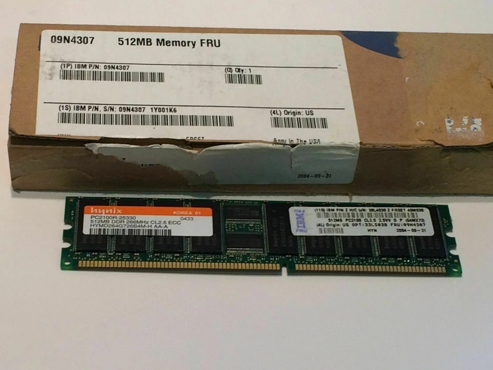 GENUINE  IBM  09N4307   512MB  ECC  DDR  SERVER  MEMORY                    fd3j4 - Image 1 of 1