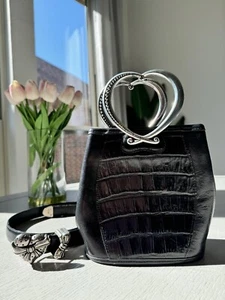 Small Brighton Leather Croc Purse + Matching Belt (M) - Picture 1 of 12