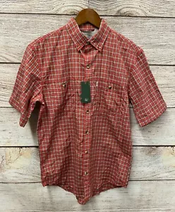 G.H. Bass Shirt Mens Small Cranberry Plaid Fishing Button Wicking UPF 40 New - Picture 1 of 4