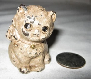 ANTIQUE HUBLEY PA KITTEN CAT GOLD BELL USA CAST IRON DESK ART STATUE PAPERWEIGHT - Picture 1 of 6