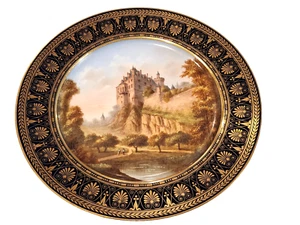Piatto porcellana Sevres Chateau Des Veauce 19c - Foto 1 di 7