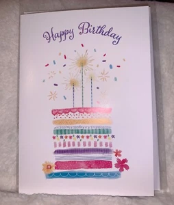 Birthday Card Layered Cake with Sparkler Candles - Picture 1 of 3