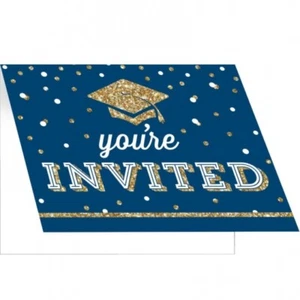 Glittering Grad Foldover Invitations 8 Per Pack 4" x 5" Paper Party Supplies - Picture 1 of 1