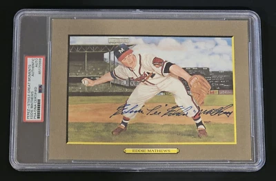Rare EDDIE MATHEWS Signed FULL NAME Perez Steele GREAT MOMENTS Card-HOF-PSA - Image 1 of 4