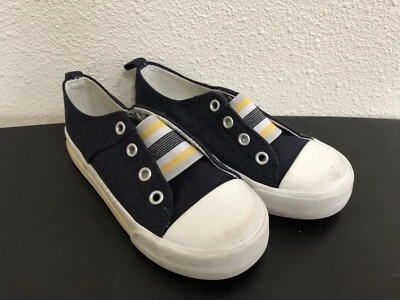 Zapatos Tenis Antiguos Azul Marino Niños Niños, Lona Sin Cordones Talla 11 Foto 1 de 4