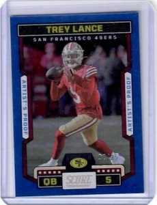 Scheda inserto 2023 Panini Score Trey Lance prova artista /35 San Francisco 49ers - Foto 1 di 2