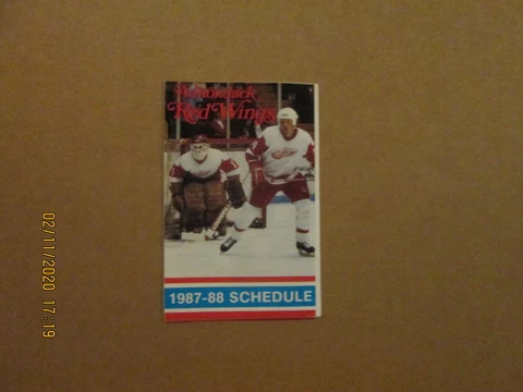 AHL Adirondack Red Wings Vintage Defunct Circa 1987-88 Team Logo Pocket Schedule Cover