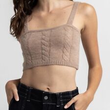 Full Tilt Womens Cable Knit Crop Cami XXL Tan New with Tags Cable Knit Ribbed