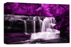 Large Waterfall Canvas Print Wall Art Purple Grey White Landscape Framed Picture - Picture 1 of 5