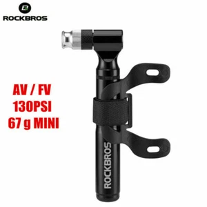 ROCKBROS 130PSI Portable Bike Inflator AV FV Bracket Aluminum Bicycle Mini Pumps - Picture 1 of 9