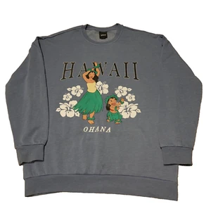 Disney Lilo And Stitch Hawaii Ohana Sweatshirt Size Medium  Pullover Gray Y2K - Picture 1 of 9