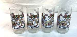 4 Coca Cola Classic glass Christmas Scene, Toy Shoppe, snowman, Santa, Coke - Picture 1 of 3