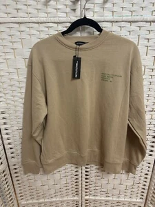NWT! Super Cute prettylittlething Sand Oversized Sweatshirt basic crew neck Sm - Picture 1 of 8
