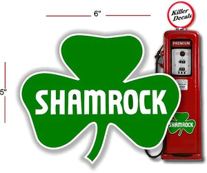 DECALCOMANIA SERBATOIO OLIO POMPA BENZINA 6" SHAMROCK - Foto 1 di 1