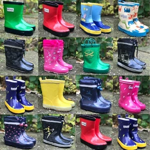 KIDS BOYS GIRLS INFANTS WATERPROOF RAIN WELLIES MCKER WELLINGTONS SPLASH BOOTS - Picture 1 of 74