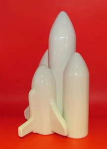 White Ceramic SPACE SHUTTLE & ROCKETS Modern Art Sculpture - Picture 1 of 4
