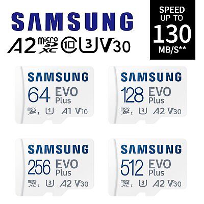 64GB 128GB 256GB 512GB Samsung EVO Plus 130MB/s Class 10 SDXC Micro SD • 63.79€