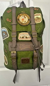 ^New Disney Fort Wilderness Campground Mickey Patches Canvas Loungefly Backpack - Picture 1 of 2
