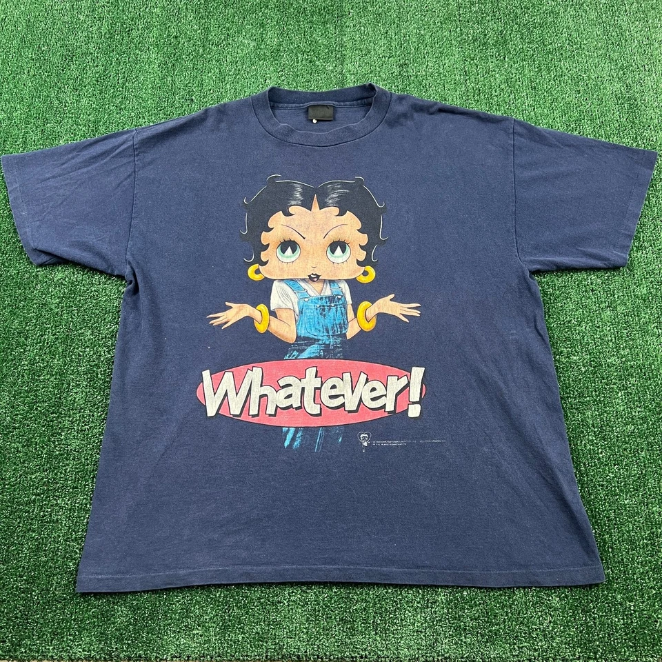 VTG Betty Boop Whatever! Hip Hop Mens T-Shirt XL Navy Blue Single Stitch 90s - Image 1 of 4