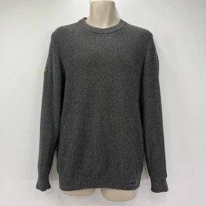 Superdry Jumper Men’s Size Large Black Waffle-Knit Cotton Crew Neck - Picture 1 of 13