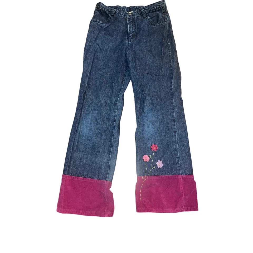 Джинсы American Girl Denim Flower Power для девочек размер 14 с цветочным узором наряд 2003 г. - Изображение 1 из 4