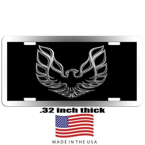 Firebird art aluminum vehicle license plate car truck SUV tag, Gray  & black - Bild 1 von 1
