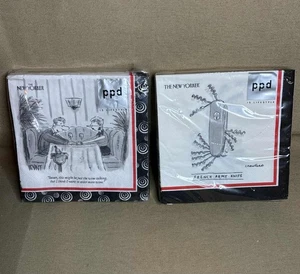 Vintage PPD New Yorker Magazin Französisch Cartoon Comic Humor Cocktail Servietten - Bild 1 von 2