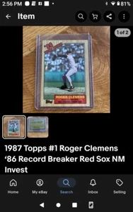 1987 Topps #1 Roger Clemens '86 Record Breaker Red Sox NM Invest - Bild 1 von 2