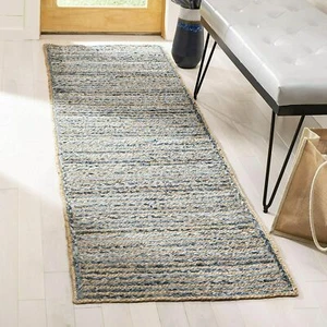 Teppich Läufer 100% Natur Denim Jute Handarbeit Carpet Modern Rustikal Look Flächenteppiche - Bild 1 von 6