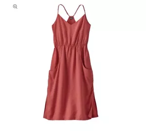 Patagonia Lost Wildflower Dress Coral Red Tencel Lyocell Size Medium Athleisure - Picture 1 of 11