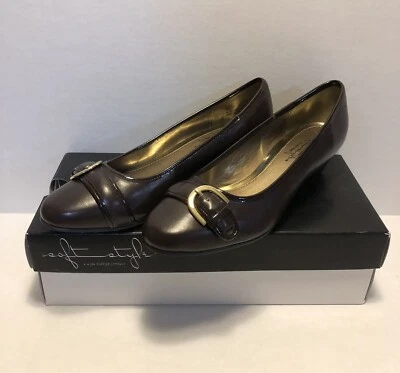 Zapatos de salón Hush Puppies estilo suave 6M para mujer marrón Lulu tacón sin cordones Foto 1 de 4