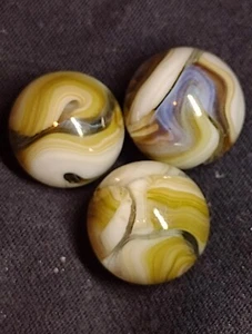 Early Jabo Marbles Set Of Three Mint Clear Based Swirls Mint Condition Used - Picture 1 of 24