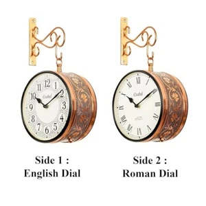 Vintage Wall Clock Double Sided Roman Railway Hanging Wall Clock 8-inch ddc48 - Picture 1 of 5