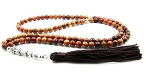 NATÜRLICHES BURMESISCHES POLIERTES PALISANDER 6 mm x 99 GEBETSPERLEN ISLAMISCHES TASBIH GESCHENK - Bild 1 von 6