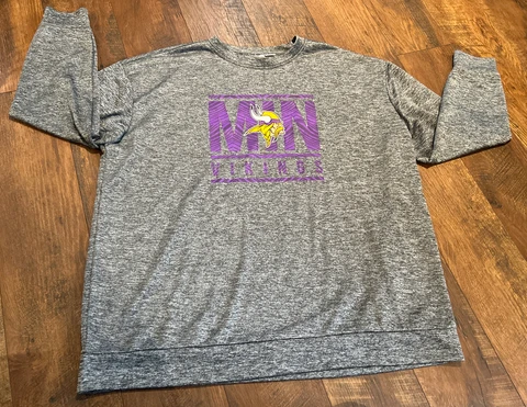 Minnesota Vikings Sweater Adult XXL Black Crewneck Sweatshirt NFL Football Cover