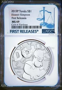 2019 Homer Simpson $1 1oz .9999 Silver COIN NGC MS69 FR - Picture 1 of 2