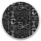 2 x Vinyl Stickers 7.5cm (bw) - Hipster Mustache Bike Pattern  #36193