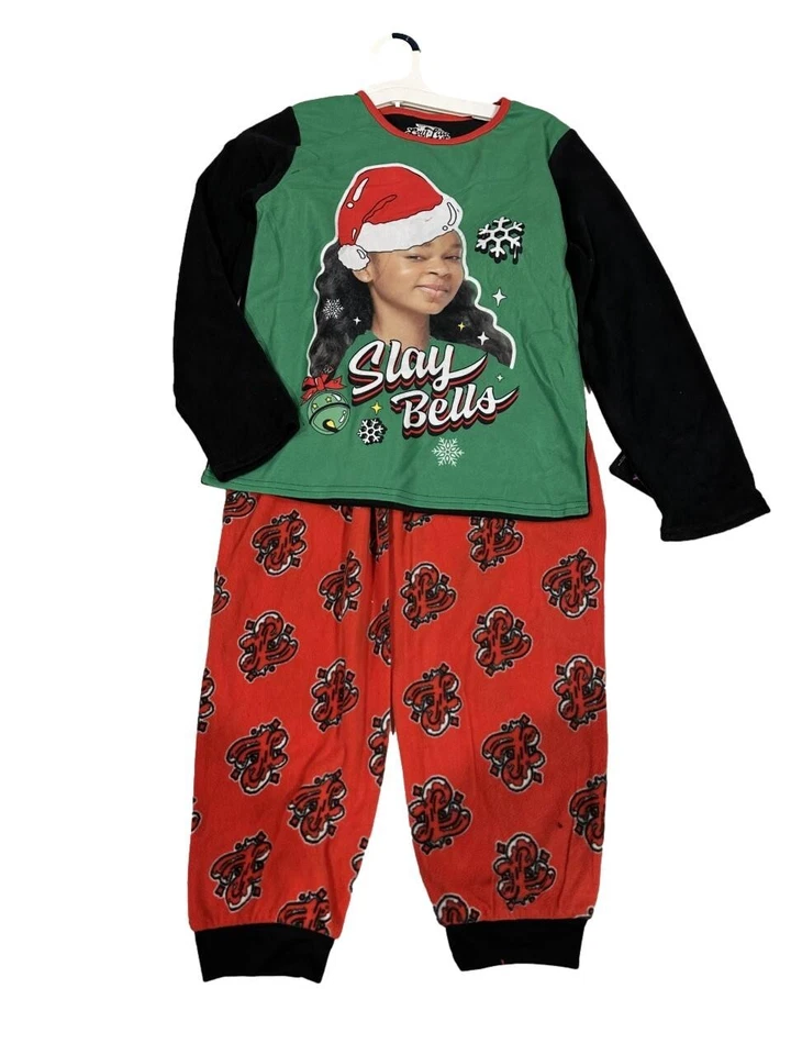 Nickelodeon That Girl Lay Lay Slay Bells Pajama Set Black Christmas Medium