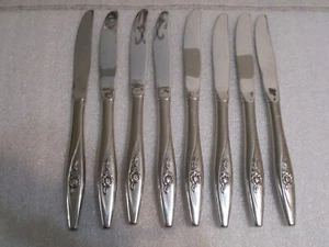 ONEIDACRAFT DELUXE LASTING ROSE BUTTER KNIVES LOT OF 8 - Picture 1 of 2