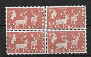 Georgia del Sur 1963 1/2d Raindeer, Sg 1, montado sin montar o nunca montado bloque 4 - Imagen 1 de 1