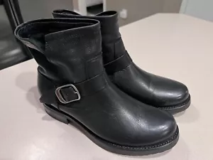 FRYE Women’s Black Veronica Engineer Ankle Boots Moto Short Boots Size 9 B - Picture 1 of 5