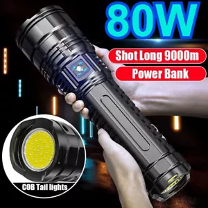 US 9900000LM LED Flashlight Rechargeable Zoom High Power Police Tactical Torch - Picture 1 of 13