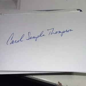 Carol Semple Thompson HOF Signed 3x5 index Card - Picture 1 of 1