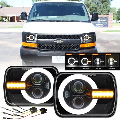 Pair For Chevy Express Cargo Van 1500 2500 3500 7x6 5x7 LED Headlights Hi/Lo DOT - Image 1 of 4
