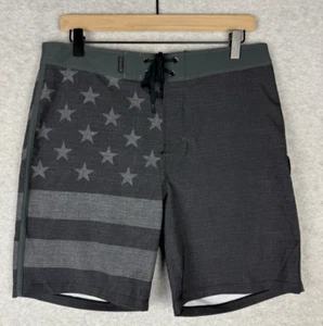 Hurley Bathing Suit Mens 29 Black Flag Stars Stripes Board Shorts 8" Inseam NEW - Picture 1 of 11