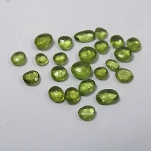 28 Carat 5x5.5-6x9.5 MM Natural Green Peridot Both Side Rose Cut 23 Piece Lot - Picture 1 of 11