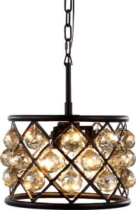Pendant Light MADISON 3-Light Golden Teak Smoky Crystal Mocha Brown Gold Glass - Picture 1 of 1