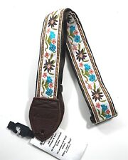 Souldier Guitar Strap (soldier) Edelweiss Turquoise Flowers Handmade - Fabric